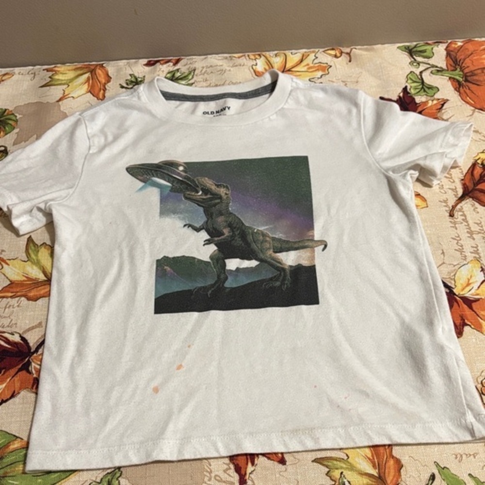 Old Navy White T-Shirt with Dinosaur Graphic